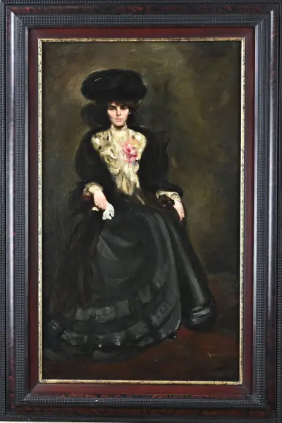 A. Wakley, Portret dame op stoel – kavel bij Twents Veilinghuis