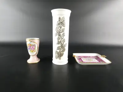3 decoratieve porseleinen objecten - Limoges en Couleuvre, Frankrijk – kavel bij De Kringwinkel, Heverlee
