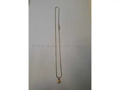 1 Goldkette mit rundem Anhänger und Schmuckstein – 585er Gold – kavel bij Zoll-Auktion, Reutlingen