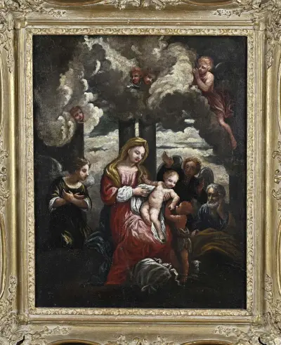 Schilderij, Madonna met kindje Jezus – kavel bij Twents Veilinghuis