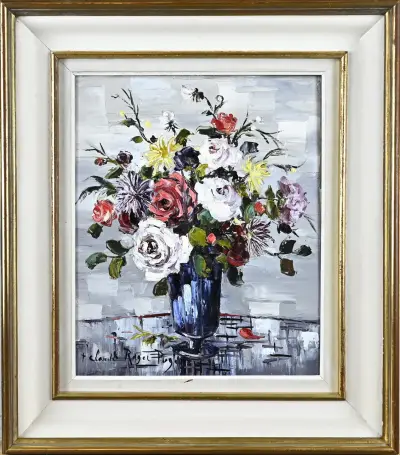 Roger Puget, Vaas met bloemen – kavel bij Twents Veilinghuis