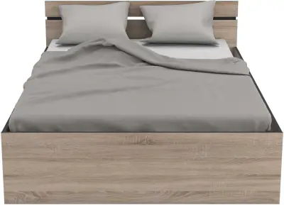 Bed Micheline 140 x 190 cm-geborstelde eik/matzwart – kavel bij Openbare Verkopen, Beveren-Leie