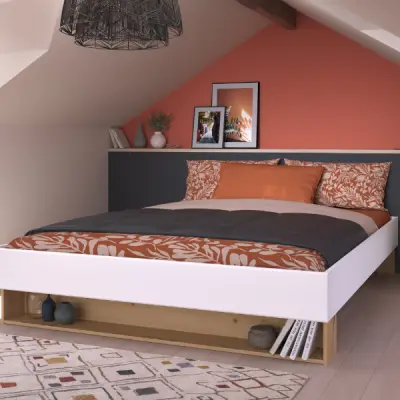 Tweepersoonsbed Stamp | 206 x 163,8 x 37,7 cm | Artisan Oak White – kavel bij Openbare Verkopen, Beveren-Leie