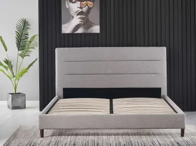 Tweepersoonsbed Zulema 140x200 - grijs – kavel bij Openbare Verkopen, Beveren-Leie