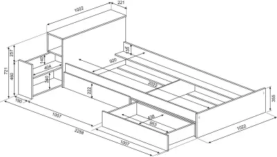 Eenpersoonsbed Kazim 90x200 met opbergruimte - wit – kavel bij Openbare Verkopen, Beveren-Leie