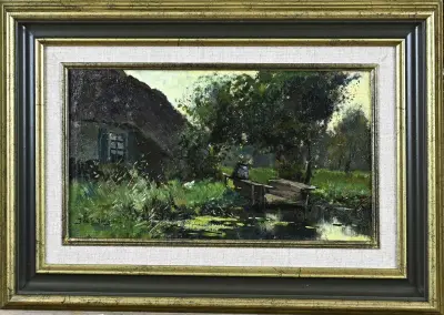Jac. C. Jongsma, Landschap met Drentse boerderij – kavel bij Twents Veilinghuis
