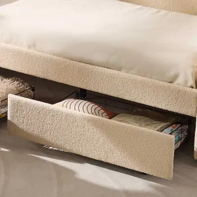 Kajuitbed Spector - 90 x 200 cm - Met opberglades - Beige teddystof – kavel bij Openbare Verkopen, Beveren-Leie