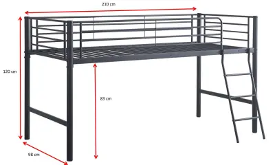 Halfhoogslaper Julie 90x200cm - metaal - mat zwart – kavel bij Openbare Verkopen, Beveren-Leie