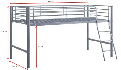 Halfhoogslaper Julie 90x200cm - metaal - mat grijs – kavel bij Openbare Verkopen, Beveren-Leie