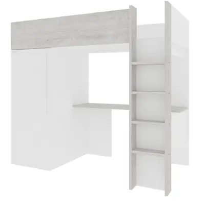 Hoogslaper Bo9 90x200 cm met bureau & kast - wit – kavel bij Openbare Verkopen, Beveren-Leie