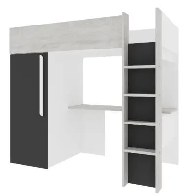 Antraciet hoogslaper Bo9 90x200 cm met bureau en kast – kavel bij Openbare Verkopen, Beveren-Leie