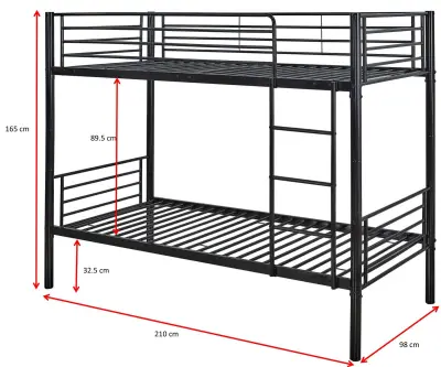 Stapelbed Dixie 90x200cm - metaal - mat zwart – kavel bij Openbare Verkopen, Beveren-Leie