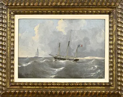 Joseph Sipkes, Schoener langs kustlijn – kavel bij Twents Veilinghuis