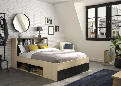 Twijfelaar met opbergladen Sabia | 140 x 190 | Châtaignier-design – kavel bij Openbare Verkopen, Beveren-Leie