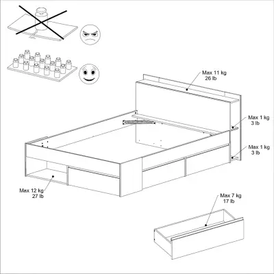 Bed Most 140x190/200cm met lades - zwart – kavel bij Openbare Verkopen, Beveren-Leie