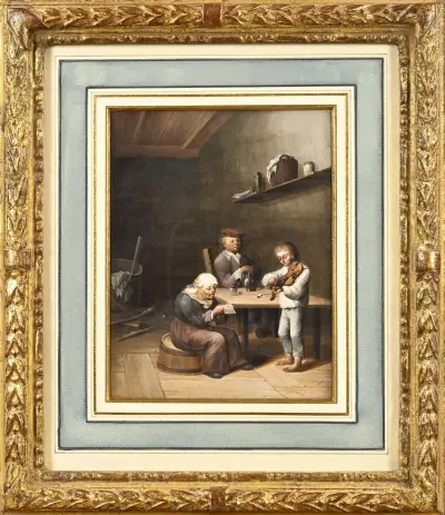 Pendant J. Chr. Seng, Figuren in taveerne – kavel bij Twents Veilinghuis