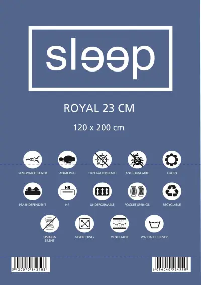 Tweepersoonsmatras Royal 120x200x23cm - pocketveren – kavel bij Openbare Verkopen, Beveren-Leie