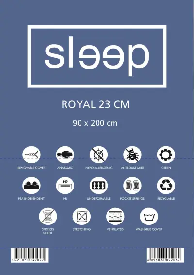 Eenpersoonsmatras Royal 90x200x23cm - pocketveren – kavel bij Openbare Verkopen, Beveren-Leie