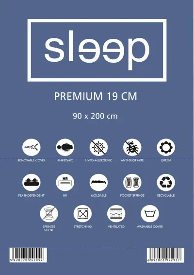 Eenpersoonsmatras Premium Plus 90x200x19cm - pocketveren – kavel bij Openbare Verkopen, Beveren-Leie