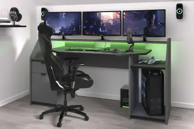 Bureau Gaming 180cm met ledstrip 2 – kavel bij Openbare Verkopen, Beveren-Leie