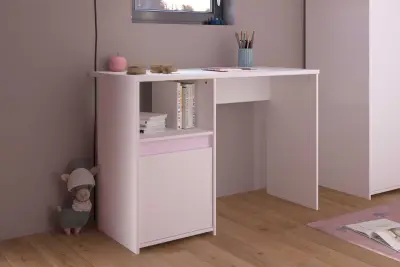 Bureau Rue 110cm met kast - wit/grijs of wit/roze – kavel bij Openbare Verkopen, Beveren-Leie