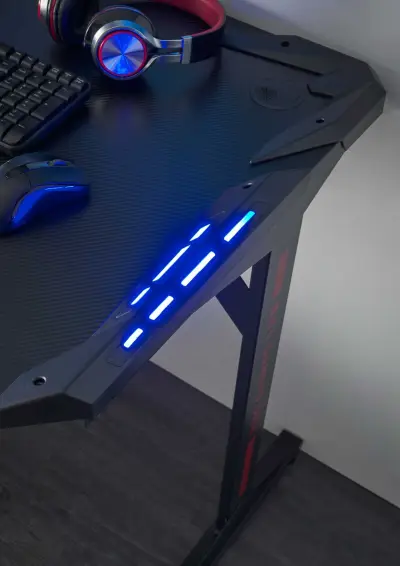 Computerbureau Bernal met Ledverlichting - Zwart - 119x60x76cm – kavel bij Openbare Verkopen, Beveren-Leie