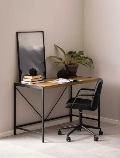 Bureau Bahamas - 120x60x75 cm - eikdecor/zwart – kavel bij Openbare Verkopen, Beveren-Leie