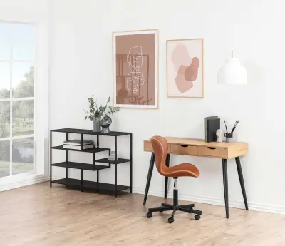 Sidetable/bureau Jupiter 110 cm 3 lades - wilde eik/zwart – kavel bij Openbare Verkopen, Beveren-Leie