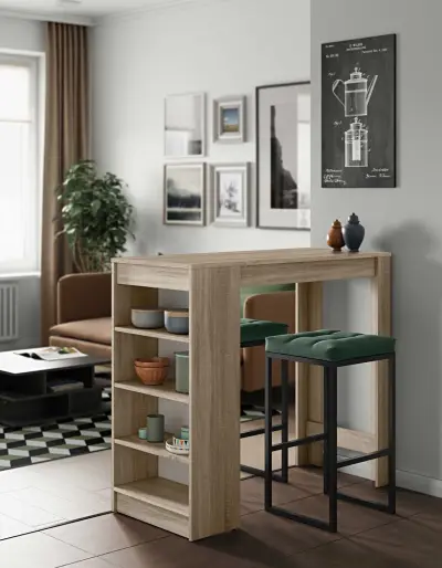 Bartafel Aravis 115x50 met opbergruimte - eik – kavel bij Openbare Verkopen, Beveren-Leie