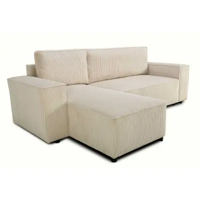 Hoekbank Josh - met opbergruimte - beige ribfluweel – kavel bij Openbare Verkopen, Beveren-Leie