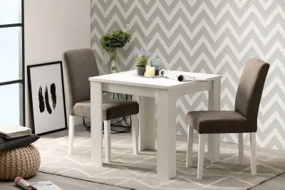 Eettafel Branco vierkant 80x80cm - hoogglans wit – kavel bij Openbare Verkopen, Beveren-Leie