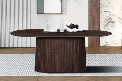 Ovale donkerbruine tafel Miguel - 200 cm | Massief mangohout – kavel bij Openbare Verkopen, Beveren-Leie