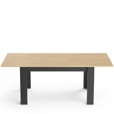 Verlengbare eettafel Craig 160/200 x 90 cm-Hamilton eik/matzwart – kavel bij Openbare Verkopen, Beveren-Leie