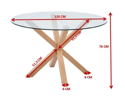 Eettafel Hasel 120cm - bruin/glas – kavel bij Openbare Verkopen, Beveren-Leie