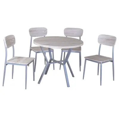 Tafelset Rouen, 4 stoelen - sonoma eik decor – kavel bij Openbare Verkopen, Beveren-Leie