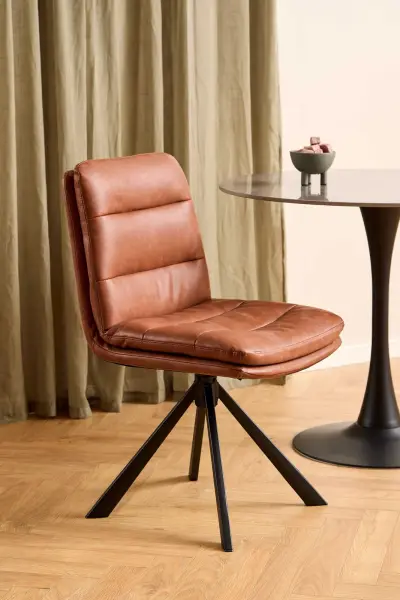 8 x Eetkamerstoel Dean - 47x57x85cm - kunstleer - cognac – kavel bij Openbare Verkopen, Beveren-Leie