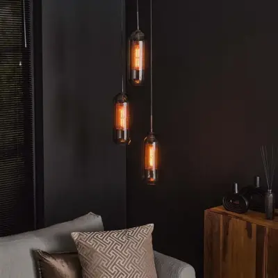 2 x Hanglamp Smirna getrapt-Artic zwart – kavel bij Openbare Verkopen, Beveren-Leie