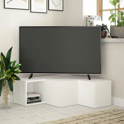 Compact TV-meubel | 100% MELAMINE | Wit – kavel bij Openbare Verkopen, Beveren-Leie