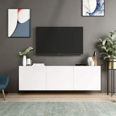 White TV-meubel | 100% MELAMINE | Wit – kavel bij Openbare Verkopen, Beveren-Leie
