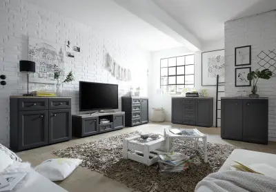 Tv-meubel Norah 122cm - grijs/bruin – kavel bij Openbare Verkopen, Beveren-Leie
