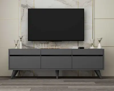 River TV-meubel | 100% MELAMINE | Antraciet – kavel bij Openbare Verkopen, Beveren-Leie