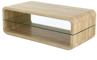 Salontafel Lewis - 43x120x60 cm - Lichtbruin/veiligheidsglas – kavel bij Openbare Verkopen, Beveren-Leie
