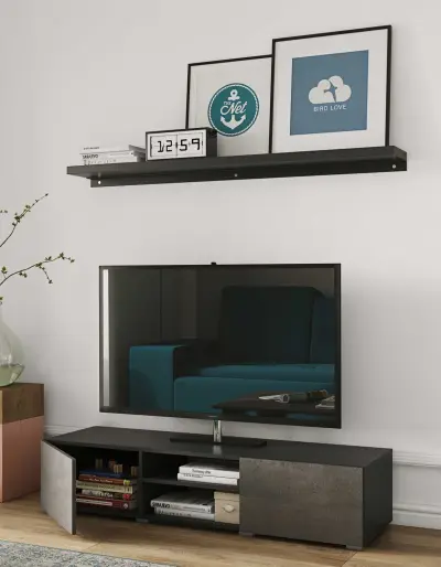 Tv-meubel Podium 140 cm - zwart/beton – kavel bij Openbare Verkopen, Beveren-Leie