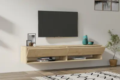 Arges TV-meubel | 100% MELAMINE | Saffier Eiken – kavel bij Openbare Verkopen, Beveren-Leie