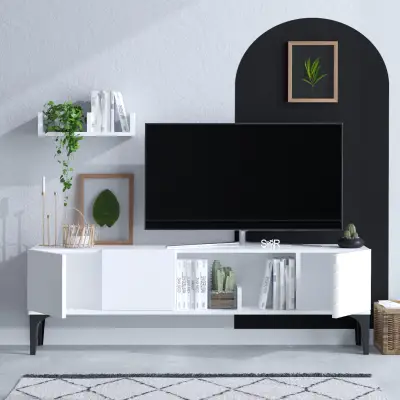 Tv-meubel Emerald | 100% Melamine Gecoat | Wit – kavel bij Openbare Verkopen, Beveren-Leie