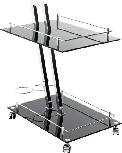 Keukentrolley Kato 60x40x72 cm met veiligheidsglas in zwart – kavel bij Openbare Verkopen, Beveren-Leie