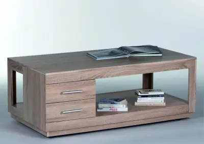 Salontafel Torben 120cm met 2 lades - eik – kavel bij Openbare Verkopen, Beveren-Leie