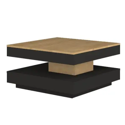 Salontafel Soho 78x78 cm met uitschuifbaar tafelblad - beige/ grijs – kavel bij Openbare Verkopen, Beveren-Leie