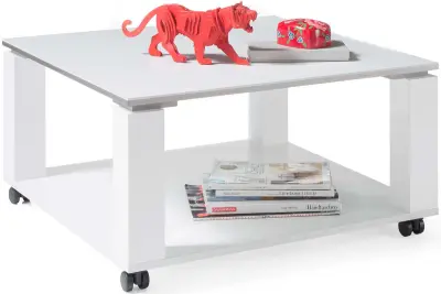 Salontafel op wielen Barbry 76x76 cm - wit – kavel bij Openbare Verkopen, Beveren-Leie