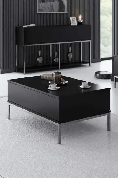 Lord Salontafel | 100% MELAMINE | Zwart, Zilver – kavel bij Openbare Verkopen, Beveren-Leie